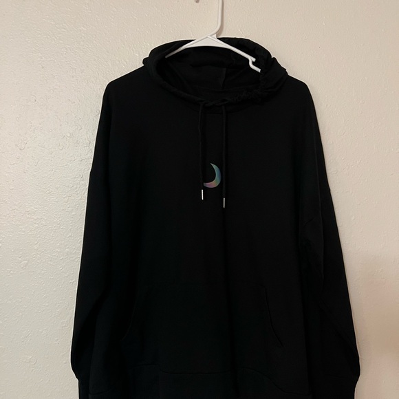 Shein Hoodie Curve Angel Wing Crescent Moon Reflective Black Size 2X 2xl - Picture 6 of 8
